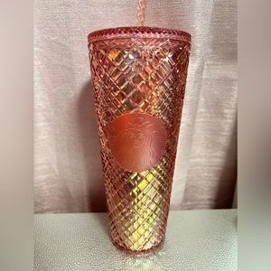 Starbucks Winter Holiday Jeweled Tumbler Cold Cup - Rose Gold Venti 24oz